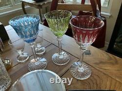 Vintage Ruby Red St Louis Crystal Wine Glass Hock cut to clear dots Tommy