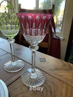 Vintage Ruby Red St Louis Crystal Wine Glass Hock cut to clear dots Tommy