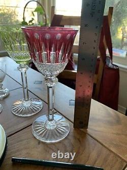 Vintage Ruby Red St Louis Crystal Wine Glass Hock cut to clear dots Tommy