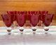 Vintage Ruby Red Wine Water Goblets With Clear Ball Stem Crystal Set Of 8