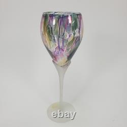 Vintage Rueven Art Nouveau Art Glass Decanter with2 Matching Tall Wine Glasses