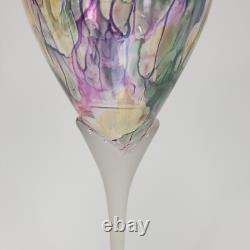 Vintage Rueven Art Nouveau Art Glass Decanter with2 Matching Tall Wine Glasses