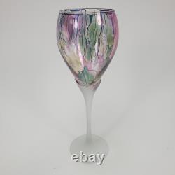 Vintage Rueven Art Nouveau Art Glass Decanter with2 Matching Tall Wine Glasses