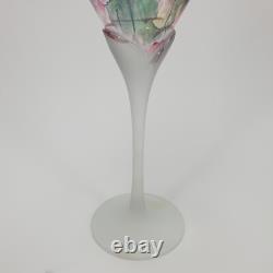 Vintage Rueven Art Nouveau Art Glass Decanter with2 Matching Tall Wine Glasses