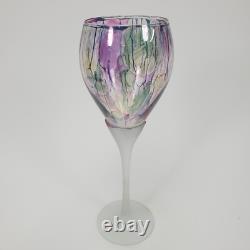 Vintage Rueven Art Nouveau Art Glass Decanter with2 Matching Tall Wine Glasses