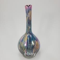 Vintage Rueven Art Nouveau Art Glass Decanter with2 Matching Tall Wine Glasses