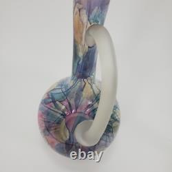 Vintage Rueven Art Nouveau Art Glass Decanter with2 Matching Tall Wine Glasses