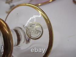 Vintage SC Line Italian Purple With 24k Gold Goblet Wine Glasses 6 & Carafe