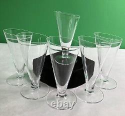Vintage SET 6 Carlo Moretti CARTOCCIO WINE GLASSES Murano Crystal MCM Clear 5.5