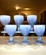 Vintage SET OF 6 VTG FENTON GLASS BLUE OPALESCENT HOBNAIL WINE Glasses 6