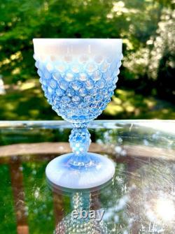 Vintage SET OF 6 VTG FENTON GLASS BLUE OPALESCENT HOBNAIL WINE Glasses 6