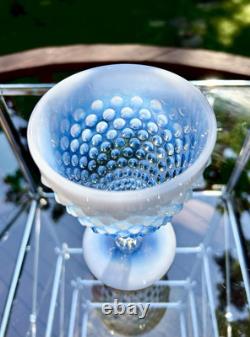 Vintage SET OF 6 VTG FENTON GLASS BLUE OPALESCENT HOBNAIL WINE Glasses 6