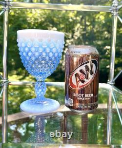 Vintage SET OF 6 VTG FENTON GLASS BLUE OPALESCENT HOBNAIL WINE Glasses 6