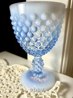 Vintage SET OF 6 VTG FENTON GLASS BLUE OPALESCENT HOBNAIL WINE Glasses 6