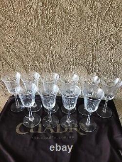 Vintage SET of 10 Lenox USA White Wine Glass Crystal