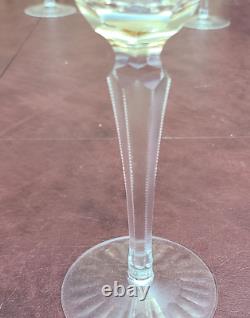 Vintage SET of 4 Bohemian Glass AMBER Cut-To-Clear WINE GLASSES-8 1/2
