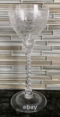 Vintage STEUBEN NOYON Engraved Wine Goblet #6126, 10 Tall
