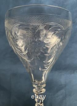 Vintage STEUBEN NOYON Engraved Wine Goblet #6126, 10 Tall