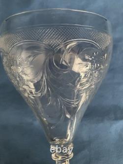 Vintage STEUBEN NOYON Engraved Wine Goblet #6126, 10 Tall
