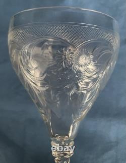 Vintage STEUBEN NOYON Engraved Wine Goblet #6126, 10 Tall