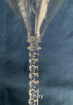 Vintage STEUBEN NOYON Engraved Wine Goblet #6126, 10 Tall