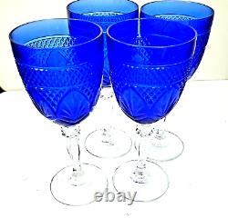 Vintage Sapphire Blue Wine Glasses by CRISTAL D'ARQUES-DURAND Stemmed Glassware