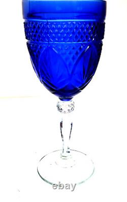 Vintage Sapphire Blue Wine Glasses by CRISTAL D'ARQUES-DURAND Stemmed Glassware