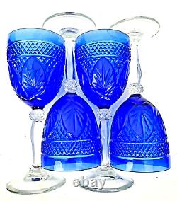 Vintage Sapphire Blue Wine Glasses by CRISTAL D'ARQUES-DURAND Stemmed Glassware
