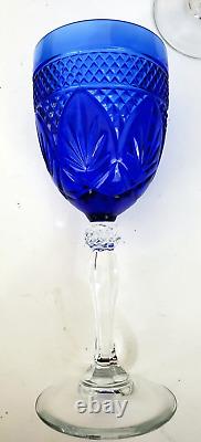 Vintage Sapphire Blue Wine Glasses by CRISTAL D'ARQUES-DURAND Stemmed Glassware