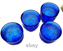 Vintage Sapphire Blue Wine Glasses by CRISTAL D'ARQUES-DURAND Stemmed Glassware
