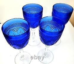 Vintage Sapphire Blue Wine Glasses by CRISTAL D'ARQUES-DURAND Stemmed Glassware