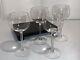 Vintage Seneca 6 Crystal Wine Glasses 4 Pcs Marked Signed Lot Set Clear