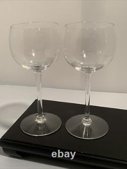Vintage Seneca 6 Crystal Wine Glasses 4 Pcs Marked Signed Lot Set Clear