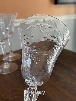 Vintage Seneca Wine Glasses 488-3 Cut Dots Flowers Set Of 6 Goblets