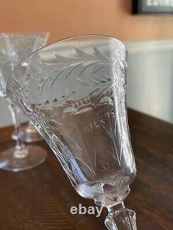Vintage Seneca Wine Glasses 488-3 Cut Dots Flowers Set Of 6 Goblets