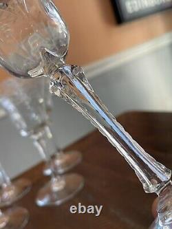Vintage Seneca Wine Glasses 488-3 Cut Dots Flowers Set Of 6 Goblets