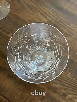 Vintage Seneca Wine Glasses 488-3 Cut Dots Flowers Set Of 6 Goblets