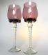 Vintage Set 2 Wine Glasses Tall Goblet Art Glass 9.8 tall