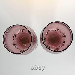 Vintage Set 2 Wine Glasses Tall Goblet Art Glass 9.8 tall
