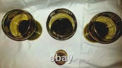 Vintage Set 4 German Roemer Wine Glasses Green Gold Rim Grapes Souvenir Römer