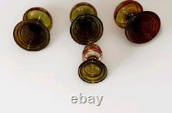 Vintage Set 4 German Roemer Wine Glasses Green Gold Rim Grapes Souvenir Römer