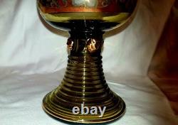 Vintage Set 4 German Roemer Wine Glasses Green Gold Rim Grapes Souvenir Römer