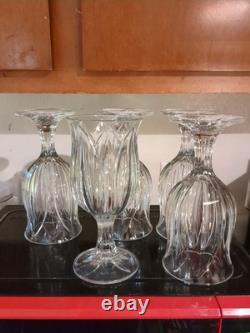 Vintage Set 5 Beautiful Cristal D'Arques Pompano Tulip Clear Glass Water Goblets