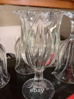 Vintage Set 5 Beautiful Cristal D'Arques Pompano Tulip Clear Glass Water Goblets
