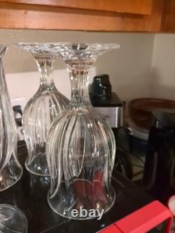 Vintage Set 5 Beautiful Cristal D'Arques Pompano Tulip Clear Glass Water Goblets