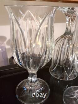 Vintage Set 5 Beautiful Cristal D'Arques Pompano Tulip Clear Glass Water Goblets