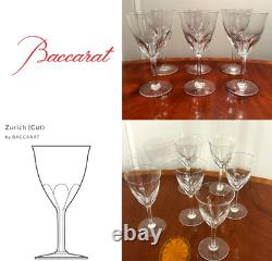 Vintage Set 6 BACCARAT CRYSTAL Zurich 5 oz. Port Wine Glasses 5-7/8 Tall France