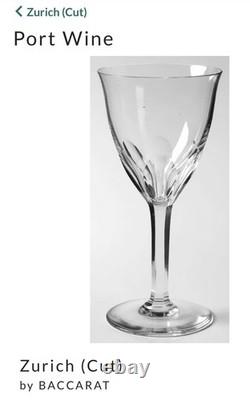 Vintage Set 6 BACCARAT CRYSTAL Zurich 5 oz. Port Wine Glasses 5-7/8 Tall France