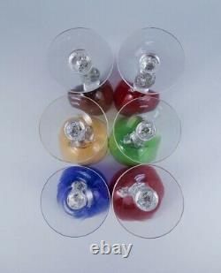 Vintage Set 6 Cambridge Nude Stems #3011 Art Glass Wine Glasses incl Ruby Cobalt