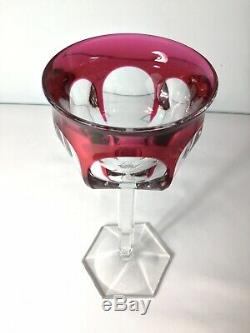 Vintage Set 6 Cut Crystal Harlequin Hock Wine Glasses Moser Bohemian Czech Bar